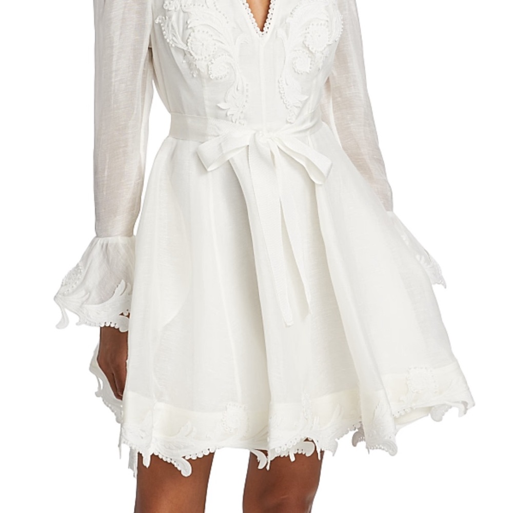 Zimmermann Wonderland belted Appliqué Mini Dress
